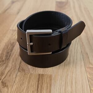 S W A Men's Brown Leather Size 34 Belt Silver Tone Buckle